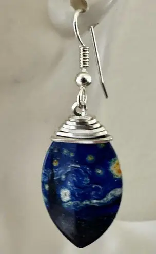 d’ears “Starry Night” Earrings – Vincent Van Gogh Artwork Blue