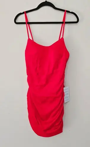 NWT Stacees Satin Red Mini Dress Ruched Sleeveless Women's Size 4