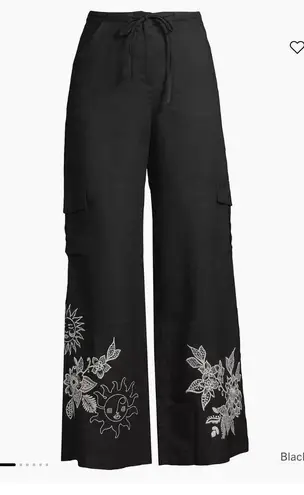 Johnny Was Addison Embroidered Wide-Leg Linen Pants. MSRP $248