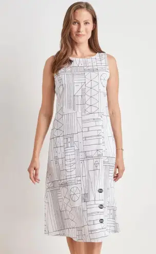 Habitat Tribal Easy Swing Linen Blend Button Detail Dress w/ Pockets Sz Small