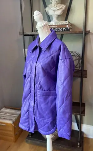 Apparis Stevie Faux Leather Coat Electric Purple Womens Size Small