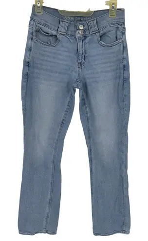 American Eagle 90s Lo Rise Skinny Kick Jeans Women 4 Light Wash Stretch Bootcut Blue Size undefined
