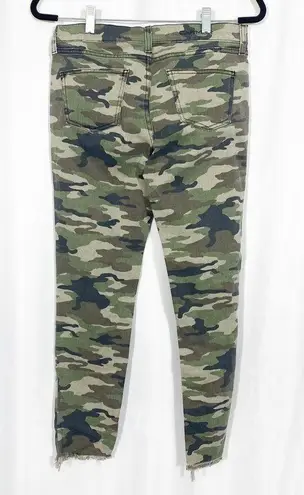Carmar X LF Camo Camouflage Cropped Raw Frayed Hem Denim Jeans Green Size 28