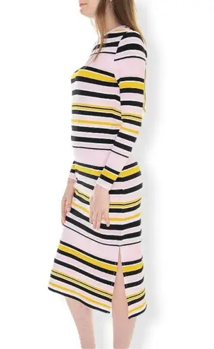 Noisy May  Pink Striped Long Sleeve Midi Dress Med