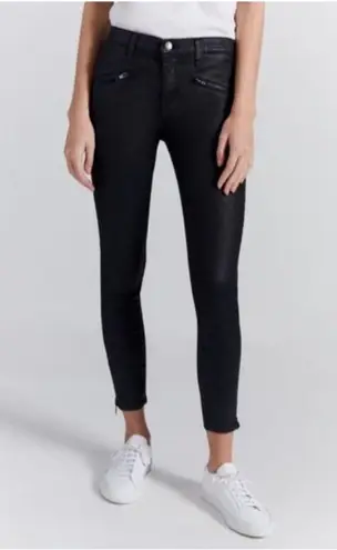 CURRENT ELLIOT The Soho Zip Stiletto Black Coated Skinny Jeans Moto Size 25