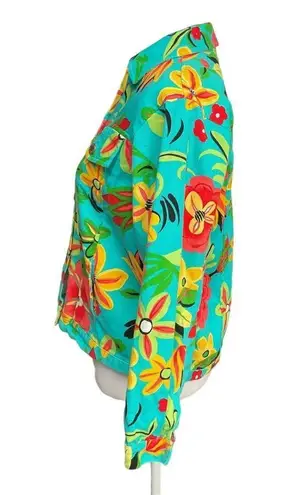 Vintage R & B Collection Floral Retro Denim Jacket Button Down Long Sleeve Small Multiple