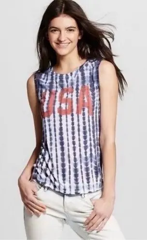 LOL Vintage Womens USA Patriotic Tie Dye Dip Sleeveless Tank Top Shirt - Sz XS