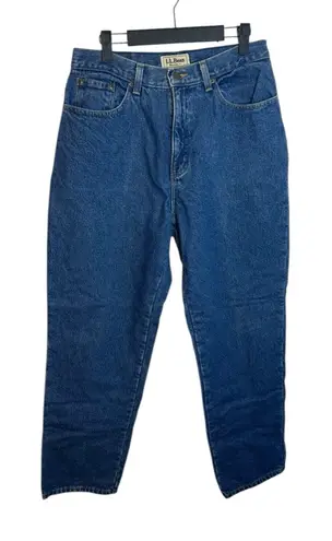 L.L. Bean Vintage Floral Fleece Relaxed Lined Jeans Blue Size 12