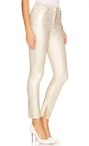 Jonathan Simkhai Standard Rae High Rise Ankle Skinny Jean with Dart in Gold Foil Size 25 - Image 4