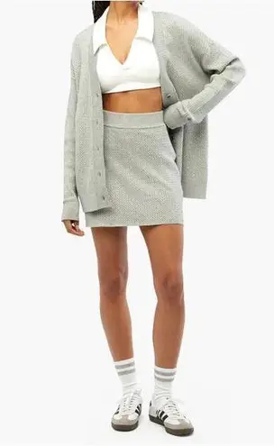 We Wore What NWT Cable Knit Mini Skirt in Light Heather Grey Size XL