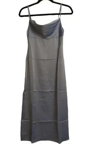 We Wore What NWT Blue Satin Charmeuse Cowl Neck Spaghetti Strap Slip Dress S