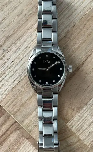 ESQ by Movado Diamonds Ladies Watch Stainless Bracelet Luminous Hands Black Dial