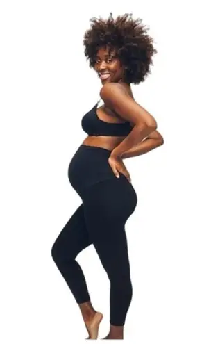 Motherhood Essential Secret Fit Belly Maternity Crop Leggings Large EUC #4771 Black