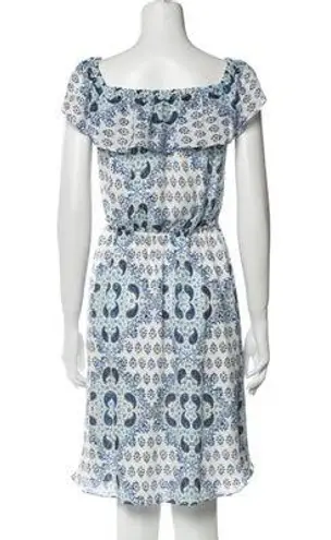 L'Agence Blue White Paisley Print 100% Silk Dress
