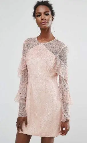 Revolve/ KEEPSAKE Wide Awake Long Sleeve Mini Dress In Blush Size XS