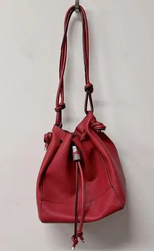 ZARA  Basic Bucket Bag Red Shoulder Bag Purse Y2K Pebble Leather Boho