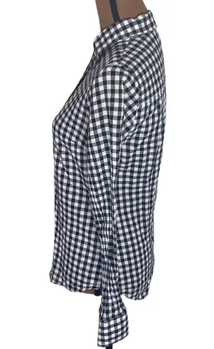 J Crew factory dickered gingham classic button down shirt black and white sz XS