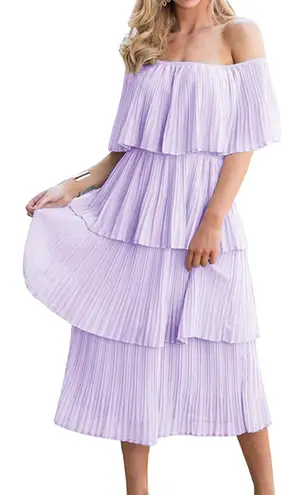 Amazon Purple Tiered Ruffle Dress