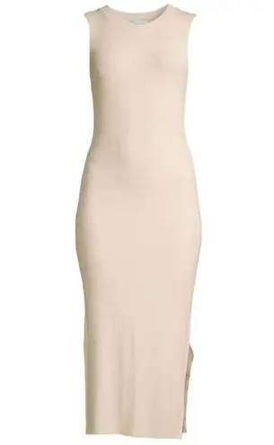 We Wore What Tan Ribbed Sleeveless Tank Midi T Shirt Dress Casual Small S