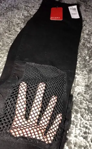 Black Mesh Paneled Skinny Jeans Size 4