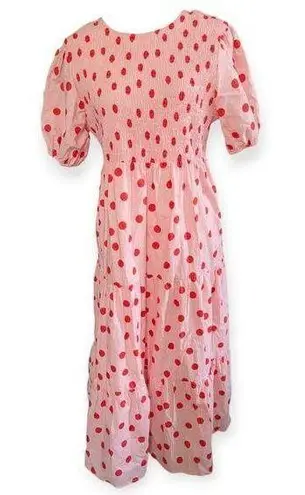 Petal and Pup New  Midi Dress Gasal Tiered Smocked Polka Dots Bump Friendly