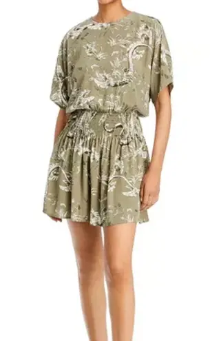 ANINE BING Dress Kaine Mini Dress in Green Tropical Floral Print Sz S GUC