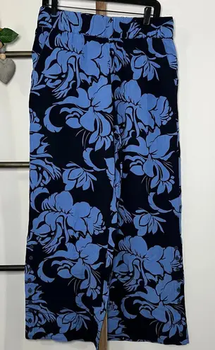 Soft Surroundings Soft Surroundings Blue Flowered Palazzo Wide Leg Pants Size Medium