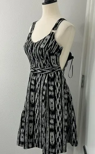 Rachel Roy Size 0 Black, White Print Racerback Mini Tank Dress w/Pockets