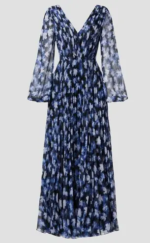 Monique Lhuillier Rtr sz6 ML Melanie Dress floral printed v-neck dark midnight