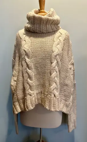 Love Stitch chunky Cable Knit Wool Blend Cowl Neck Cropped oversized sweater M Size M