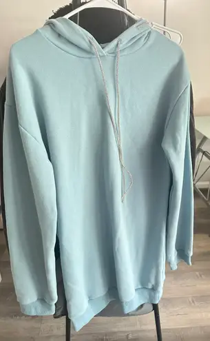 SheIn Drawstring Hooded Baby Blue Sweatshirt 