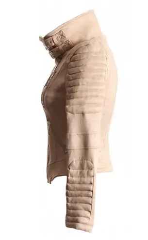 She’sModa Suede Padded Shoulder Punk Biker Jacket