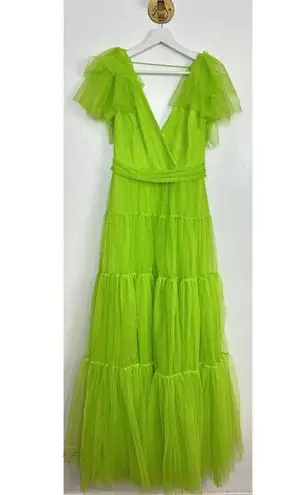 Monique Lhuillier ML Afterglow Gown in Fluorescent Green Size US 4