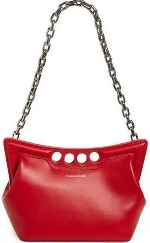 Alexander McQueen The Small Peak Leather Shoulder Bag, brand new Red,$3600