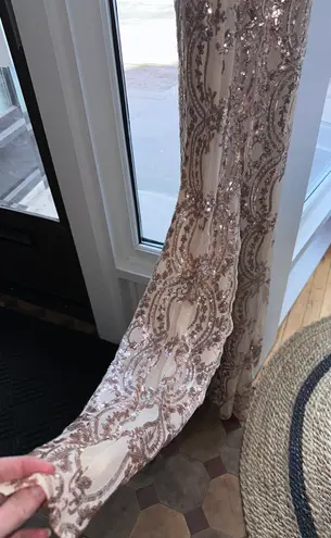 Boutique Gold / Tan Lace Prom Dress