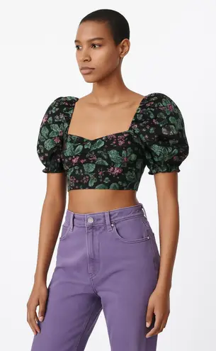ZARA  Floral‎ Puff Sleeve Square Neck Crop Top M