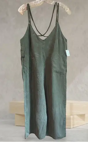 Free People  Hot Shot Movement Utility Onesie Lush Green Pine Size Small