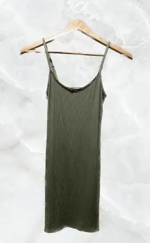 Cotton On Cute Sage Green Slip On Ribbed Dress with Little Bow Detail Soft Material