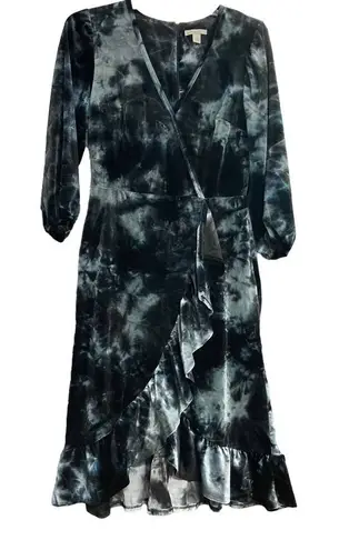 CEST 1946 Blue Tie Dyed Ruffle Dress Size Small Blue