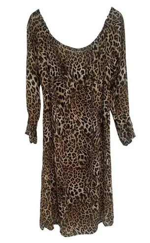 Sharagano Women’s Leopard Sheer Beach Coverup Off Shoulder XL