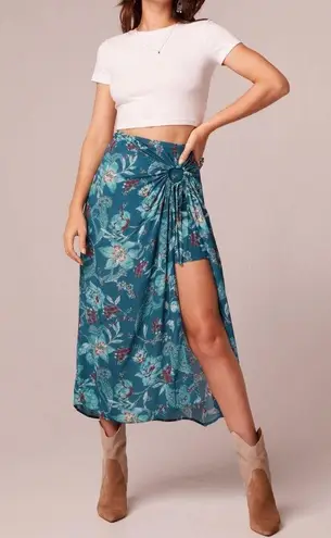 Band Of The Free New Floral Layered Midi Skirt Celene Deep Teal Size Large
