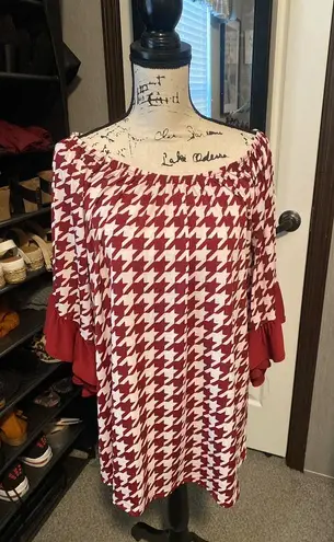 Boutique Houndstooth Pattern Off The Shoulder Mini 