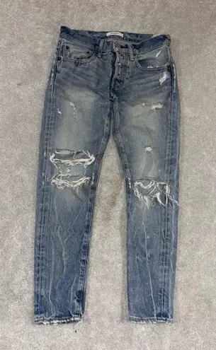 MOUSSY Vintage Jeans Womens Blue Howa Distressed Button Fly Japanese Denim 25