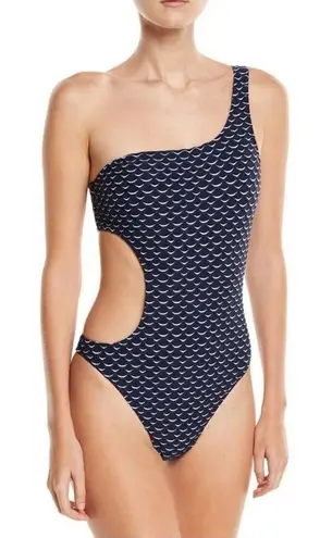 Milly  wave jacquard one shoulder one piece‎ swim cut out side