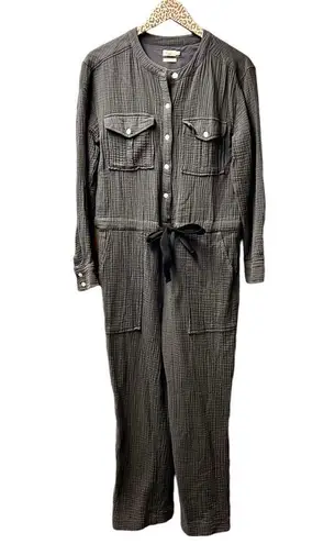 Faherty Dream Gauze Cotton Long Sleeve Jumpsuit Grey Gray Small $178