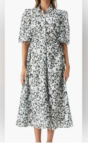 Bardot Abstract Cutout Midi Shirtdress