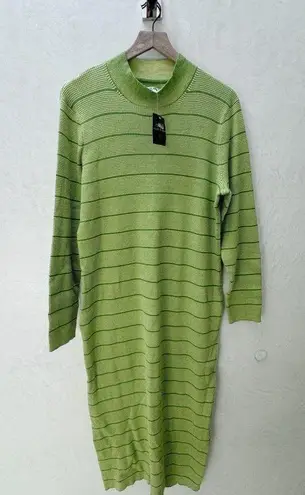 NWT House of Aama || High Neck Maxi Knit Dress in Vivid Green XXL