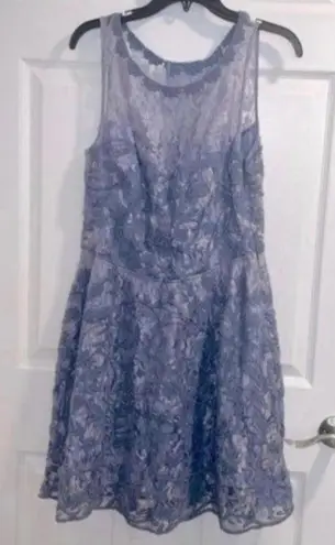 Yoana Baraschi ✅ Blue Floral Lace Cut Out Back Cocktail Party Tea Dress