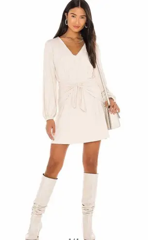 Susana Monaco Tie Panel Gathered Sleeve Dress Cream Size Small