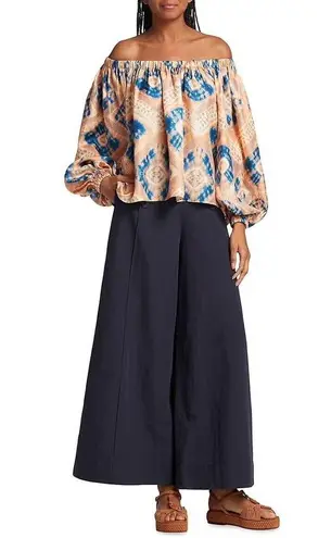 Ulla Johnson Nadya Silk On/Off Shoulder Blouse in Fossil peach blue size 2 XS/S - Image 12